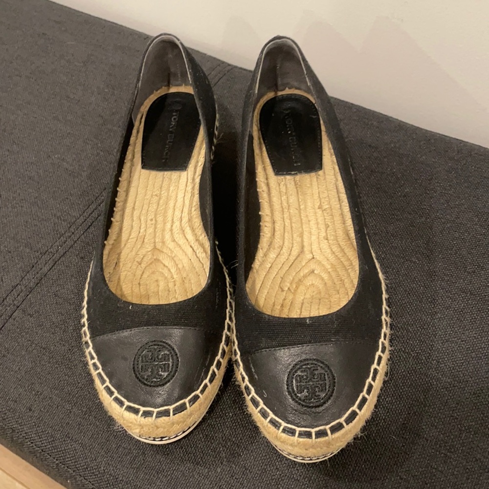 Tory Burch black wedge espadrilles